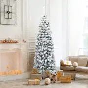 NNECW Slim Snow Flocked Christmas Tree for Home Decoration &amp Gift -1.8M