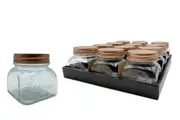 bulk 36 Glass Square Jar W/ Gold Metal Lid 250ml