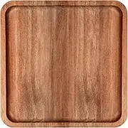 LorisArm 8" Acacia Wood Plate, Square Wooden Trays Serving Platter Dinner Server Tray Dessert Cookie Snack Fruit Serving Board.