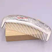 Solid 999 Fine Silver Cute Comb Phoenix Dragon Small Portable Comb 4.33inch