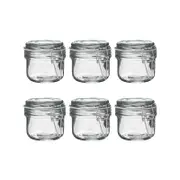 Argon Tableware Glass Storage Jars with Airtight Clip Lid - 125ml Set - Pack of 6