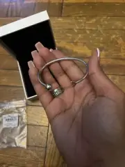 NEW Authentic PANDORA Moment 925 Silver Open Bangle Bracelet