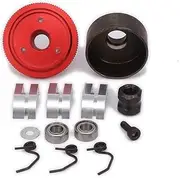 Clutch Bell 14T Gear Bearing Clutch Shoes Springs Cone&Engine Nut Flywheel Assembly for 1/8 RC Model Nitro Car (Color : Silver)