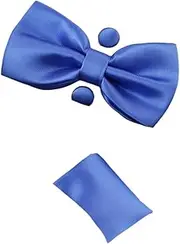 [Zasel] Mens Cornflower Blue Matching Bow Tie, Pocket Square & Cuff Links Set