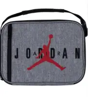 New Authentic Jordan Lunchbox Gray Red Big Kids Adult Food Carry Travel Bag Zip