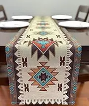 EZ.enjoy Table Runner Southwest Geometric Rectangle 70 X 13 Inch Table Setting Decor for Garden Farmhouse Wedding Party Holiday Dinner Home Decoration Everyday Cotton Linen