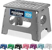 Handy Laundry Folding Step Stool - The Lightweight Step Stool is Sturdy Enough to Support Adults and Safe Enough for Kids. Opens Easy with One Flip. Great for Kitchen, Bathroom or Bedroom. (Grey)