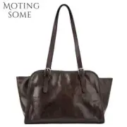 Motingsome Luxury Vegetable Tanned Leather Handbag Women Tote Bag Retro Natural