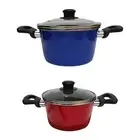Enamel Soup Pot Enameled Cookware Colorfast Two Short Handles Saucepan for