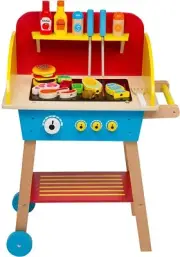 Cook 'N Grill Wood BBQ Set - Includes Over 30 Pcs of Wooden Barbeque Food and