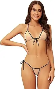 [Dadress] Micro Bikini Sets Extreme Sexy Halter Swimsuit for Women Tie Side G-String Cheeky Swimwear Mini Bikinis