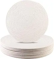 Round Woven Placemats Set of 8 Heat Resistant Placemats 13.5 Inches Farmhouse Cotton Rope Place Mats for Dining Tables Trivets for Hot Dishes, Beige
