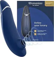 Womanizer Premium 2 Clitoral Sucking Toy - Clit Stimulator with Autopilot and Smart Silence - Waterproof Sucker Vibrator with 14 Suction Speeds - Vibrating Adult Sex Toys for Women and Couples - blue