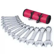 Premium Stubby Combination Wrench Set with Roll-up Pouch, 12-Piece, Metric, 8...