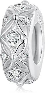 [YOAME] Clip Spacer Charm for Pandora Bracelet, 925 Sterling Silver Silicone Stopper Spacer Bead for Christmas Jewellery for Women and Girls, Cubic Zirconia, Cubic Zirconia