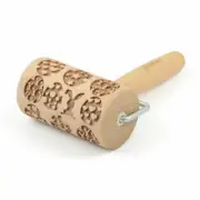Folkroll dough roller Happy Easter rolling pin embossing roller pattern beech...