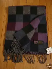 NWT: MOON Unisex 100% Lambswool Checkered Scarf, 62"