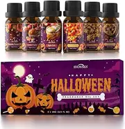 SNOWSEN Halloween Fragrance Oil Set, Scented Oils for Diffuser, Candle & Soap Making - Chocolate Pumpkin Pie, Caramel Apples, Candy Corn, Apple Cider, Caramel Corn,Snickerdoodle, 6x10ml