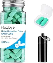 Ultra Soft Foam Earplugs, 120 Pieces (60 Pairs) - 38dB SNR Noise Cancelling Ear Plugs for Sleeping, Shooting, Snoring, Studying, Concerts, Work, Loud Sound Reduction (Mint Green)