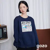 在飛比找蝦皮商城優惠-【gozo】寒流特報造型貼布大學T(淺黃/深藍_M/L) |