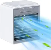 Mini Cooler, Water Cooling Fan, Mini Air Conditioning, Portable air conditione with LED Light, 3 Wind Speeds and 3 Spray Modes for Your Desk, Nightstand, or Coffee Table