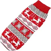 Totority Christmas Elk Pattern Dog Sweater Warm Outfit for Parties Soft Durable Material Adorable Design for Winter Reindeer Jumper