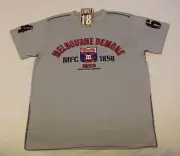 Melbourne Demons AFL First 18 Mens Grey Printed Short Sleeve T Shirt Size S New