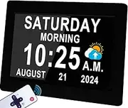 Newest, 19 Alarms Digital Day Date Dementia Calendar Clock, Auto DST, Sleep Trainer, 20 Custom Reminders, 10-Level Auto Dimmer, 8 Colors, 6 Display Effects- with Adaptor & Remote