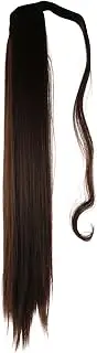 OSALADI Straight Ponytail Hair Pieces Long Ponytail Extension Wrap Around Synthetic Hair Piece Ponytail Extensions Clips for Women, Dark Brown