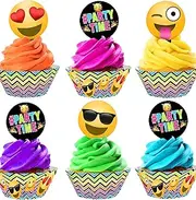 Emoji Cupcake Kit - 24 Emoji Cupcake Toppers and 24 Cupcake Wrappers - Emoji Party Supplies - Emoji Party Decorations - Cupcake