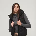 SUPERDRY 女裝 連帽背心 保暖 MICROFIBRE PADDED GILET 黑