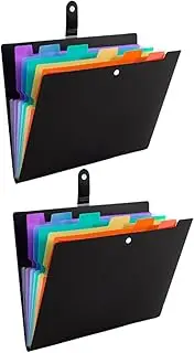 GRIRIW Document Organiser Bag 2pcs Plastic File Folders Accordion Small Light Weight Multi-Layer