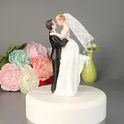 Semeid Handmade Modern Wedding Cake Topper - Bride and Groom Figurine for Rustic Weddings - Funny Couple Statue Decoration