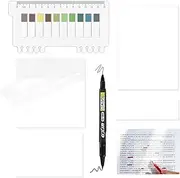 400 Sheets Transparent Sticky Notes Set with Marker, Clear See Through Sticky Notes and Translucent Writable Book Tabs, Waterproof Self-Adhesive Memo Pad for Annotating Books, Office & Study Supplies
