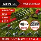Giantz Pole Chainsaw 62CC Petrol Brush Cutter Whipper Hedge Trimmer 9 IN 1