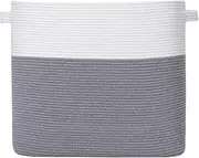 Mega Size Extra Large Rectangular Storage Basket, Cotton Rope Storage Baskets, Woven Laundry Hamper, Toy Storage Bin, for Toys Blanket in Living Room, Baby Nursery (24"x16"x20", Grey)