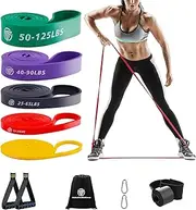 Resistance Band Set, 5 Intensity Pull Up Assist Bands, Latex Fitness Bands, Fitness Muscle Strength Training Exercise Bands (with Door Lock Buckle)