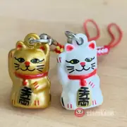 Lucky Cat Maneki Neko Japanese Bell 2.3 cm. Original Design with 2 Tone Strap