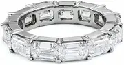 [HEARTS AND YOU] 4ct Emerald Cut Moissanite Unique Stylish Eternity Ring Band White Gold Plated
