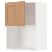 METOD wall cabinet for microwave oven, white/Vedhamn oak, 60x37x80 cm
