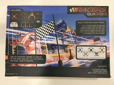 QUADRONE RACERS with Obstacle Course Flying RC Remote Control Drone Red *NEW*.