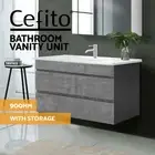 Cefito Vanity Unit 915mm Basin Bathroom Cabinet Storage Wall Hung Sink Grey