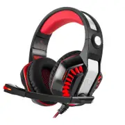 GM-2 Gaming Headset with Microphone Headphone with LED Light for PS4 Xbox 1 Laptop Tablet Mobile Phones PC Black Red