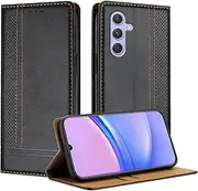 [Mo-Beauty] Mobile Phone Case for Samsung Galaxy A55 5G, PU Leather Flip Foldable for Samsung A55 5G with Stand Function Card Slots Magnetic Case (Black)