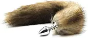 Sexy Fox Tail Cosplay Anal Plug Anal Butt Plug Adult Sex Toys for Women Men Couple Stainless Steel Anal Plug (Brown)
