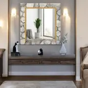 24" White Agate Wall Mirror Agate Luxury Bedroom Wall Hanging Hotel Room Decors