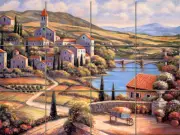 Art Italian Tuscany Mural Tumbled Marble Backsplash Bath Tile #113