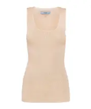 Prada Sleeveless Ribbed Tank Top IT40,IT42,IT38,IT36 snow White