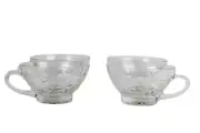 Princess House Crystal Clear 4 Tea Coffee Cups & 2 Saucers