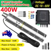 36V 400W 3" MPPT Controller Screw Solar Water Pump Deep Well Submersible Bore